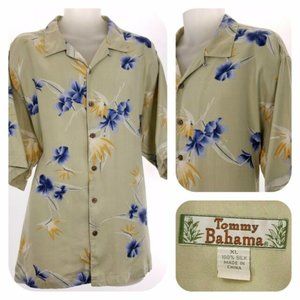 Tommy Bahama Hawaiian XL Mens Shirt 100% SILK Floral TB RELAX Short Sleeve S/S